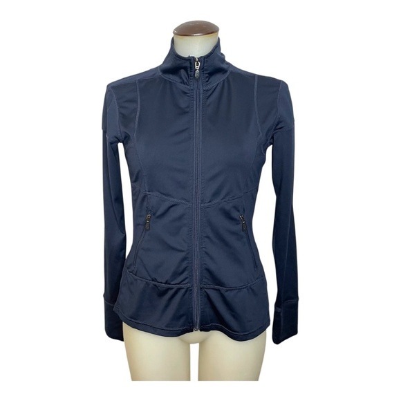 Navy Blue Stretch Zip Up Activewear Jacket - Picture 1 of 8